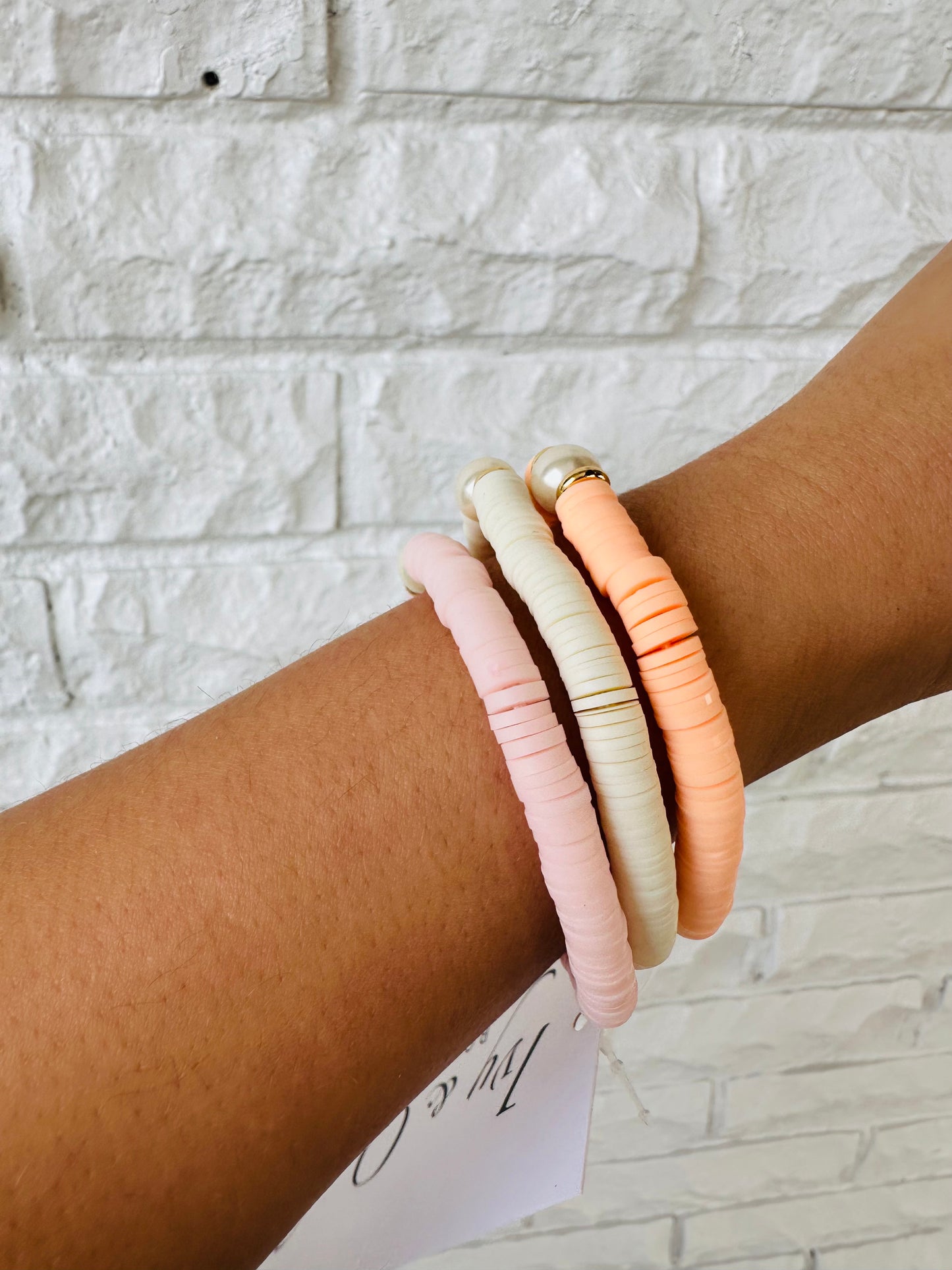 Pink Gradient Pearl Stretch Bracelet Set
