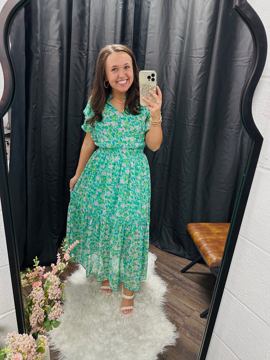 The Mae Emerald Floral Print Maxi Dress