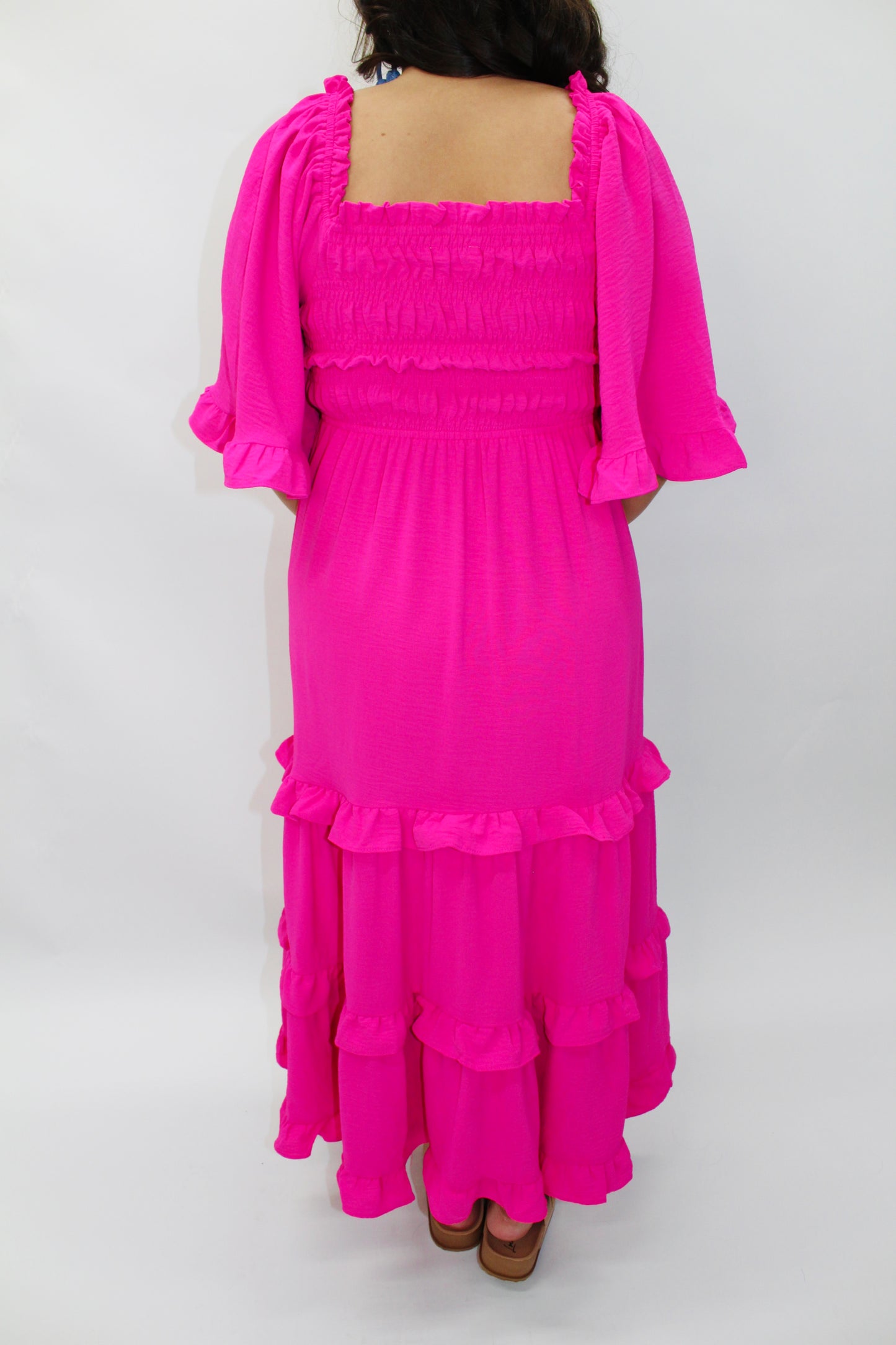 The Reagan Hot Pink Midi Dress