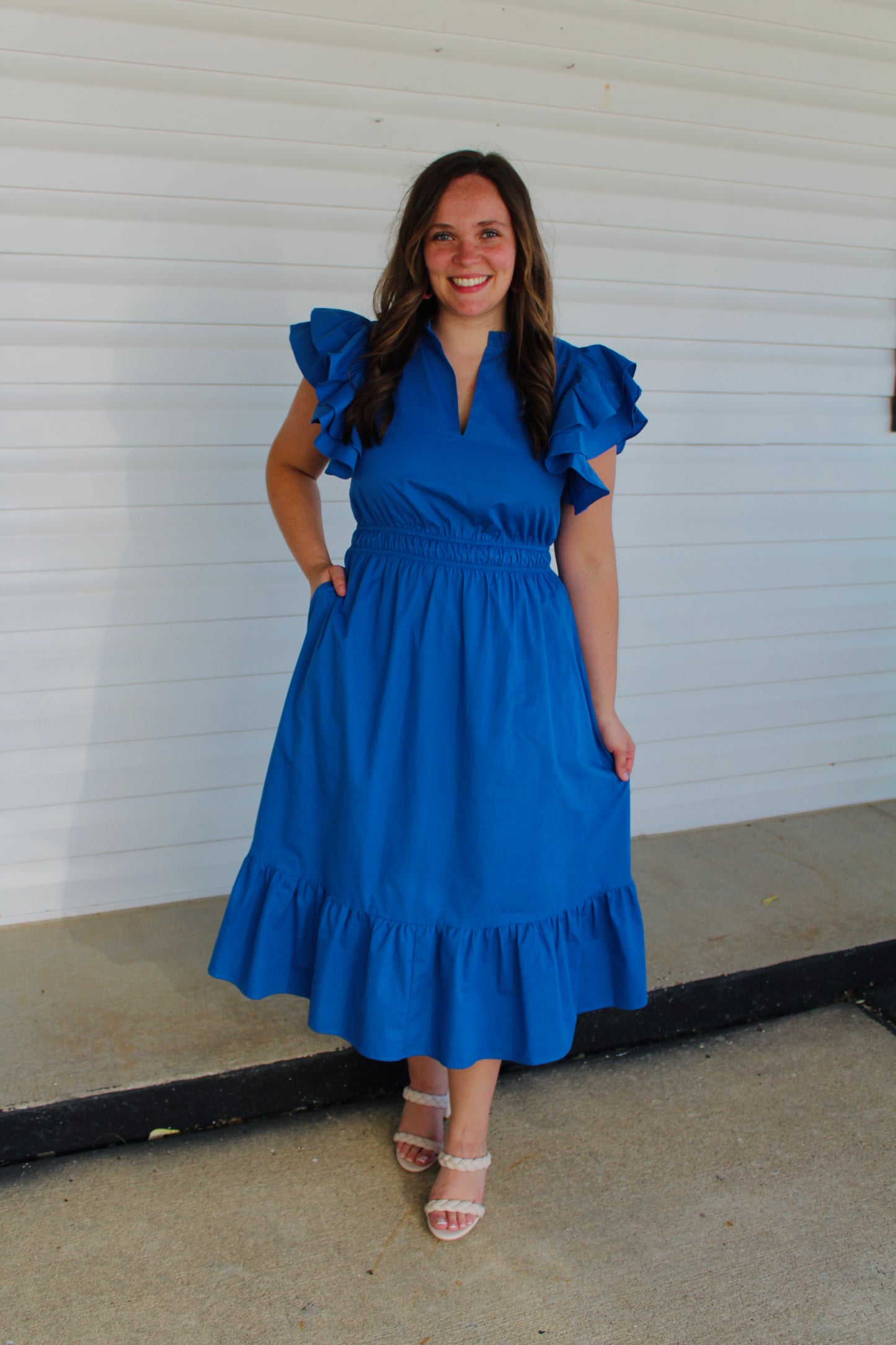 The Alora Cobalt Blue Midi Dress