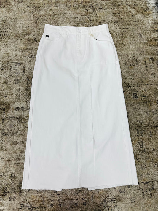 The Maisie White Denim Skirt