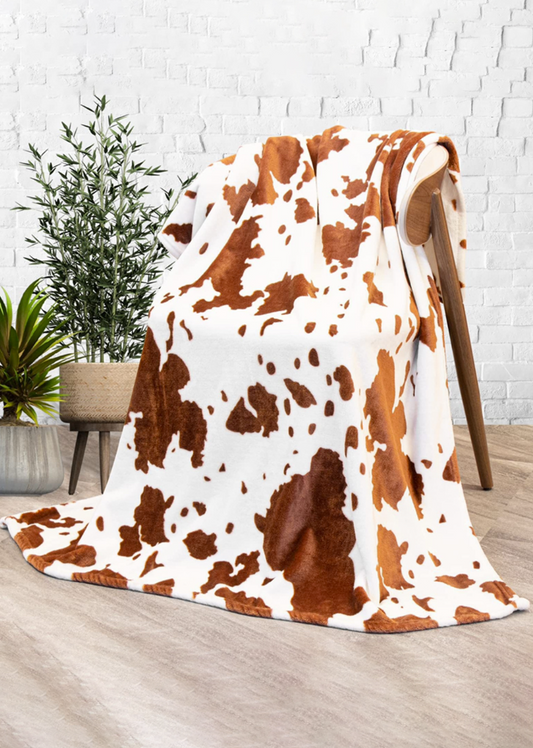 Chestnut Cow Print Blanket