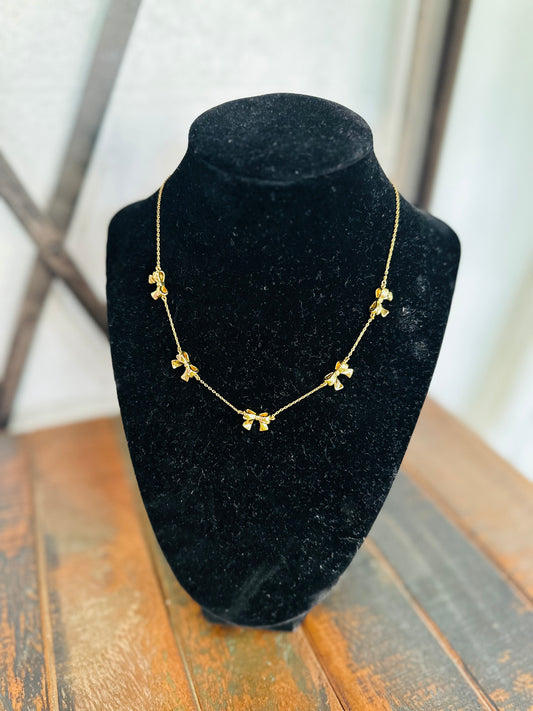 Dainty Gold Bow Necklace