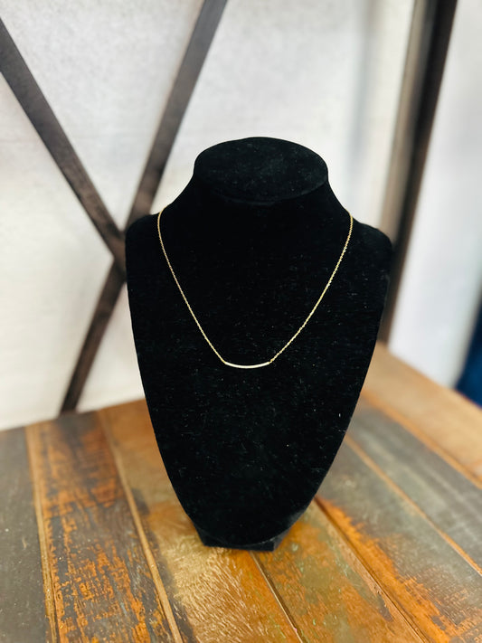Simple Pave Bar Gold Necklace