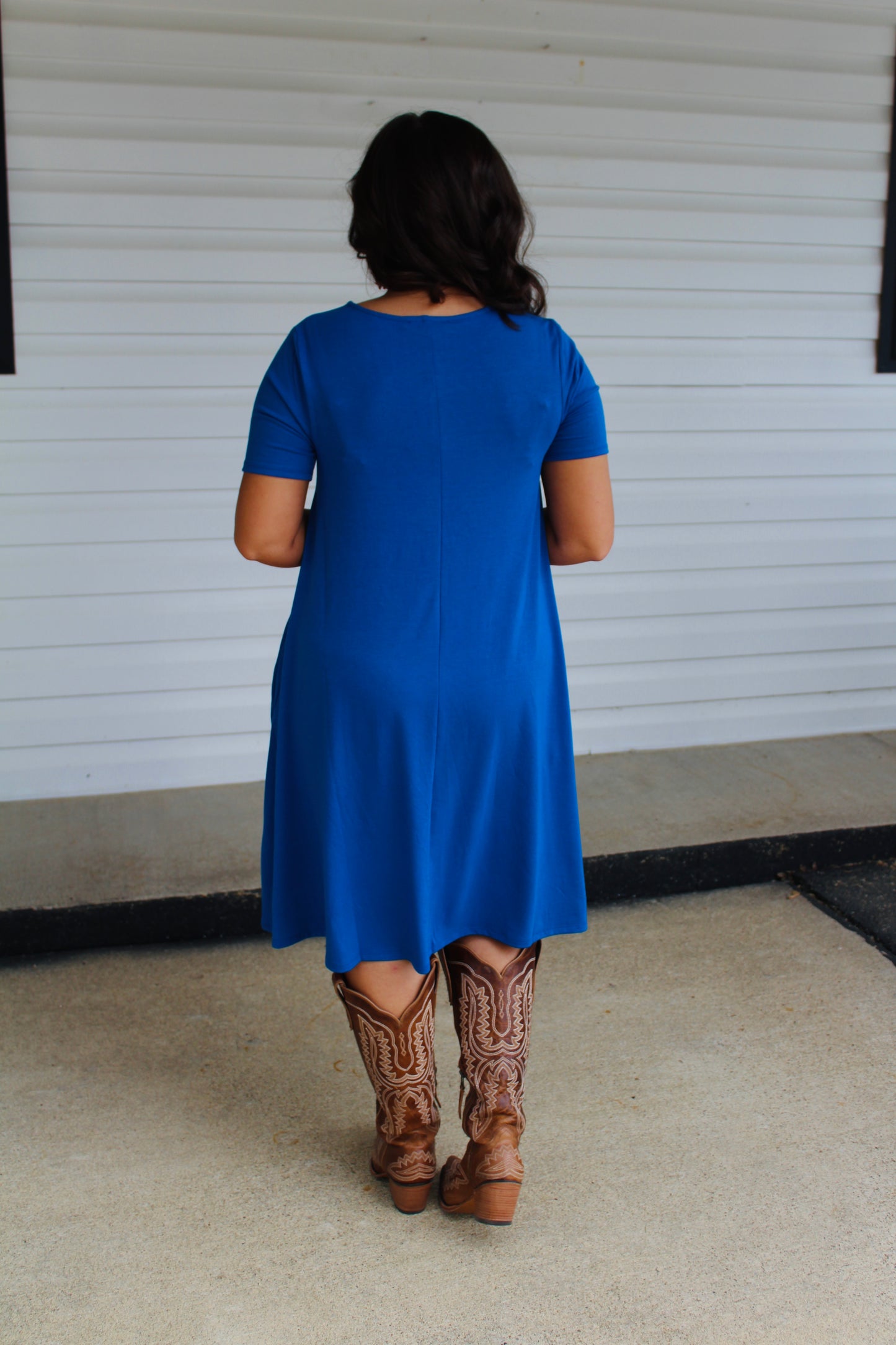 Royal Blue Short Sleeve Swing Dress