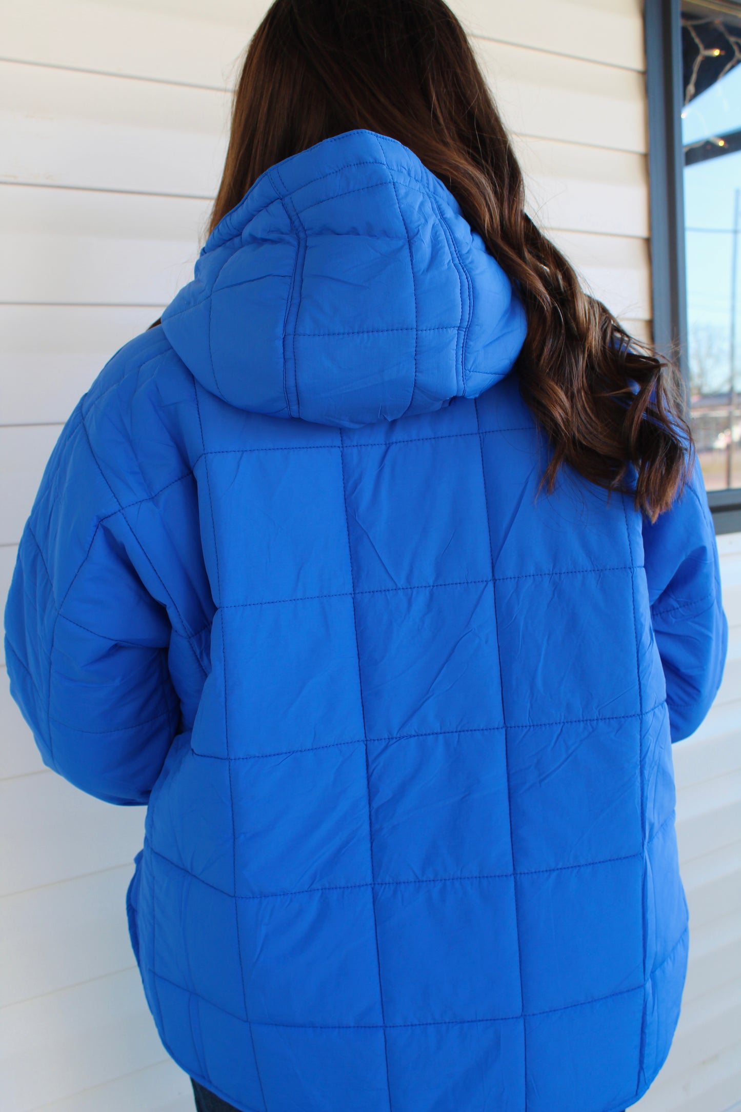 Royal Blue Quilted Pullover Jacket