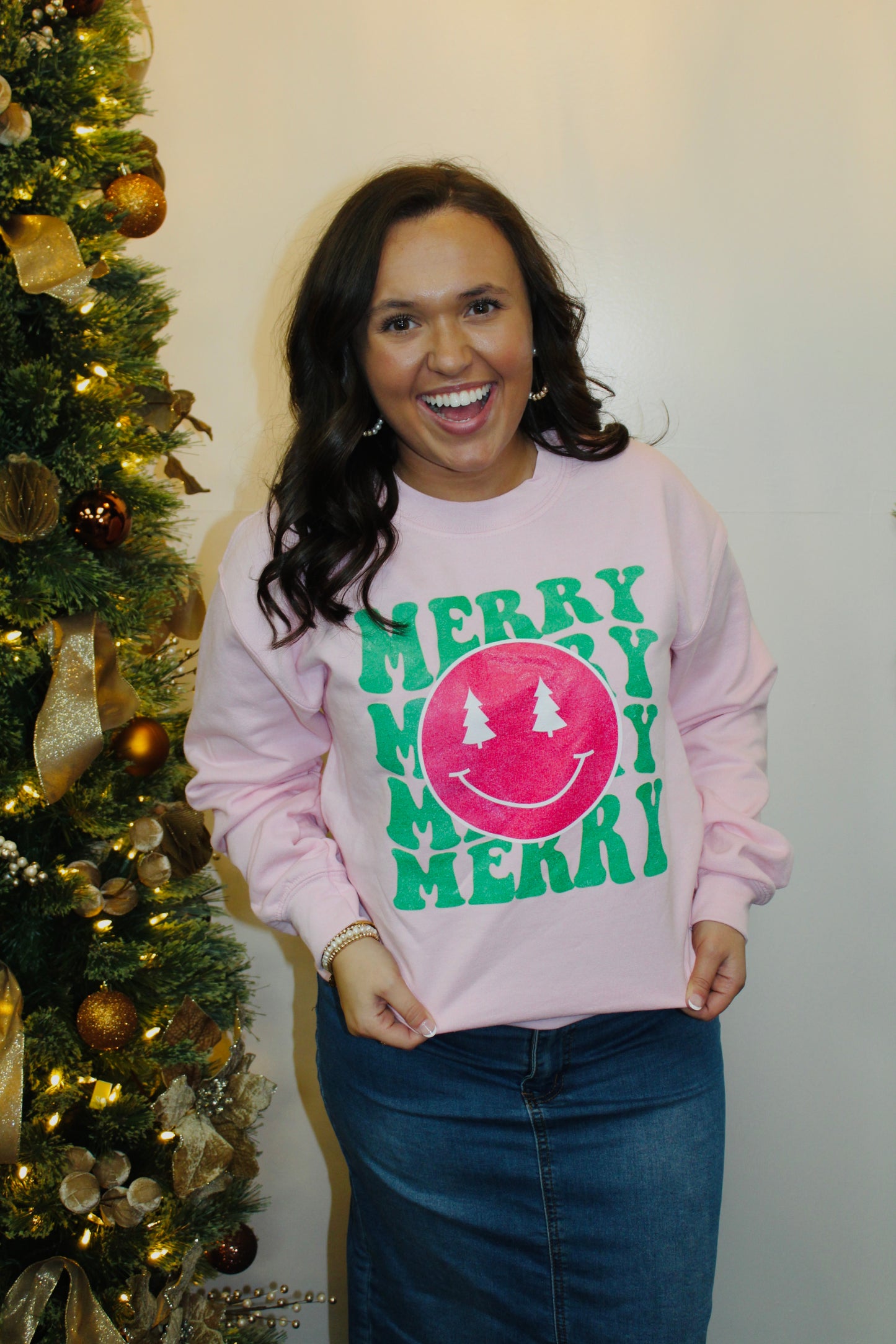 Pink Merry Smiley Sweatshirt
