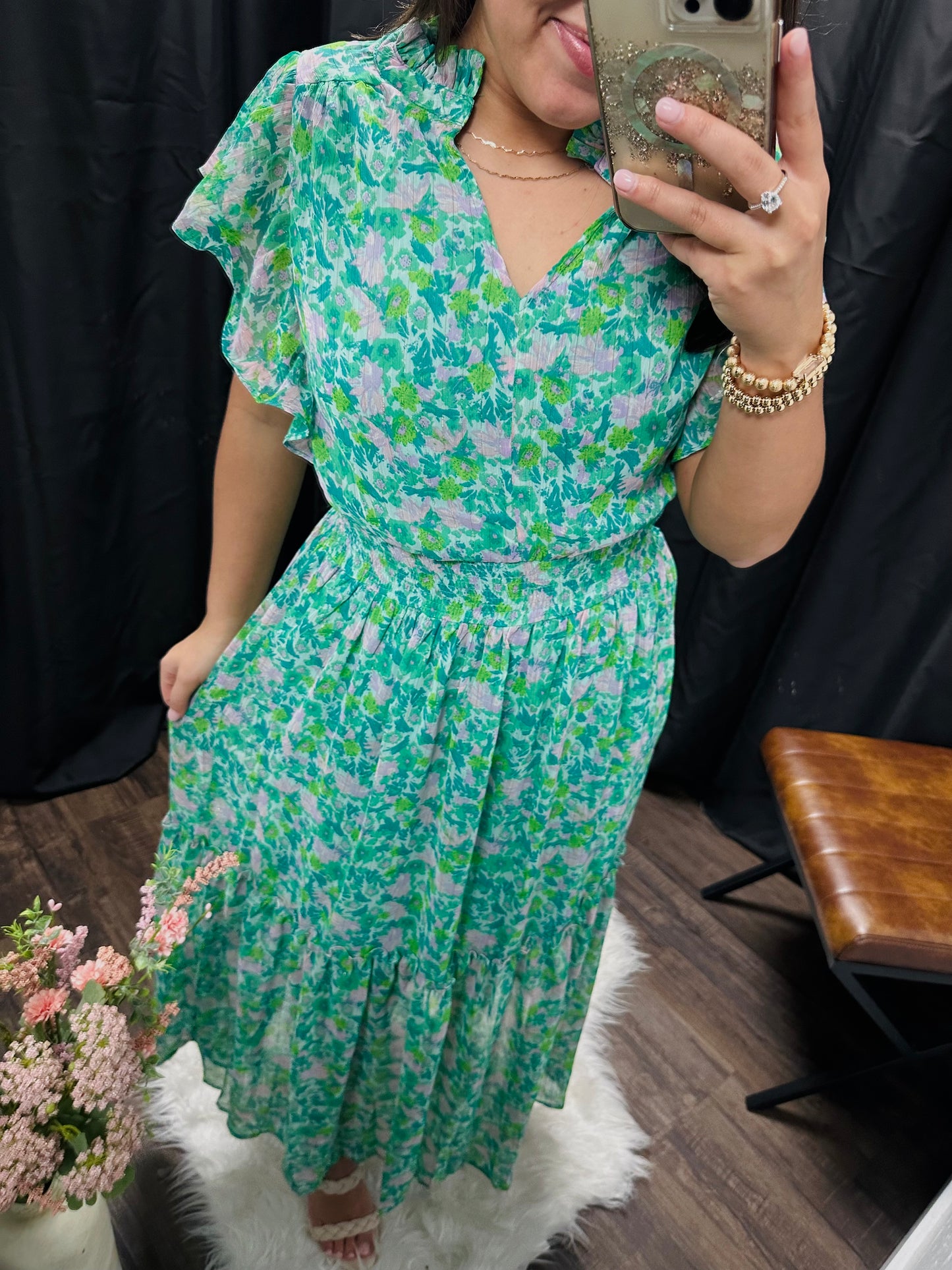 The Mae Emerald Floral Print Maxi Dress