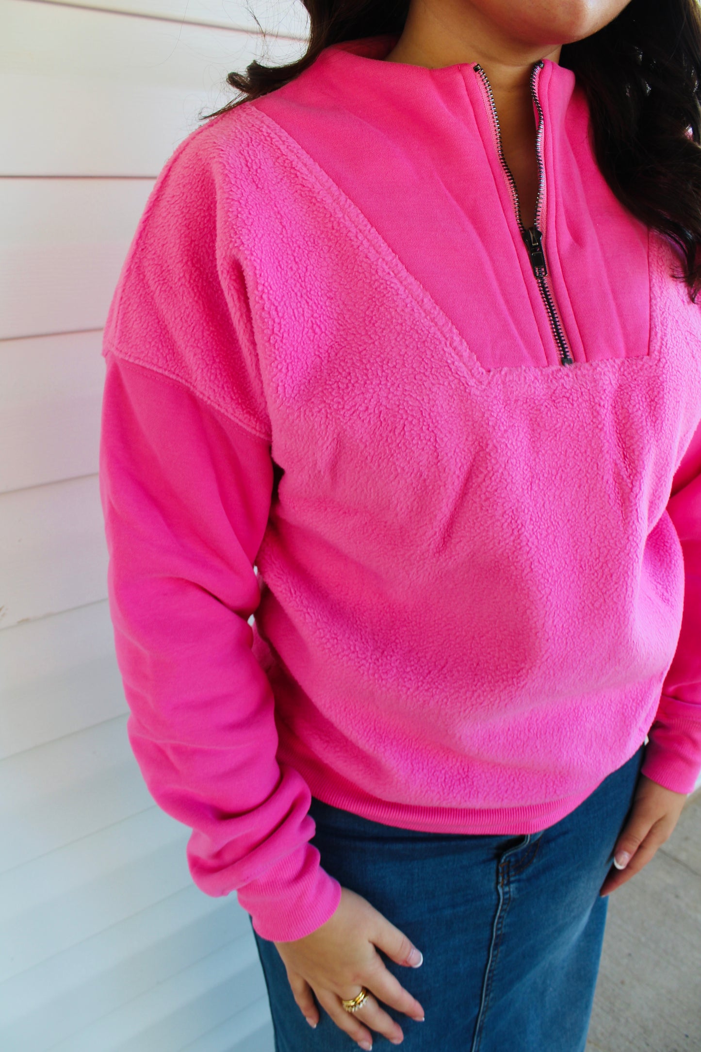 Solid Pink Fleece Pullover