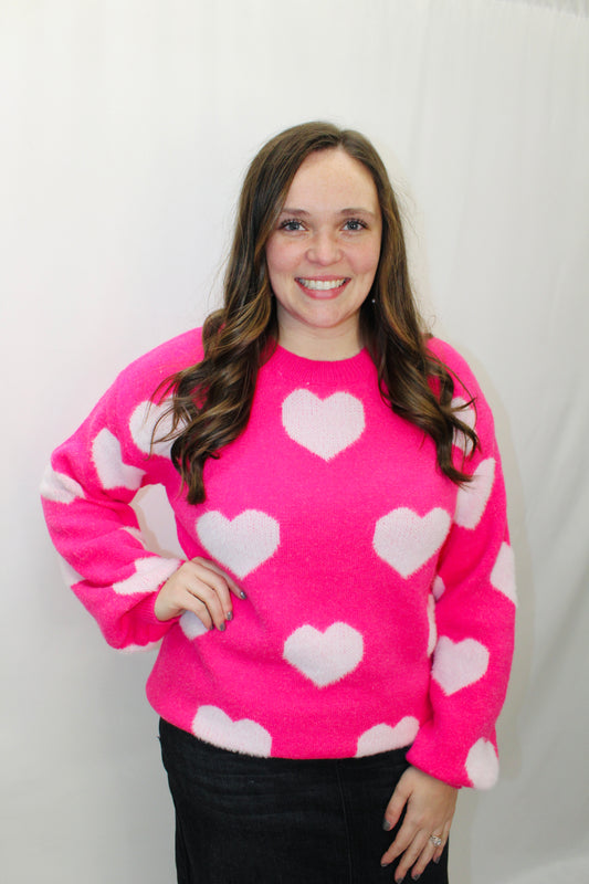Be Mine Pink Heart Sweater