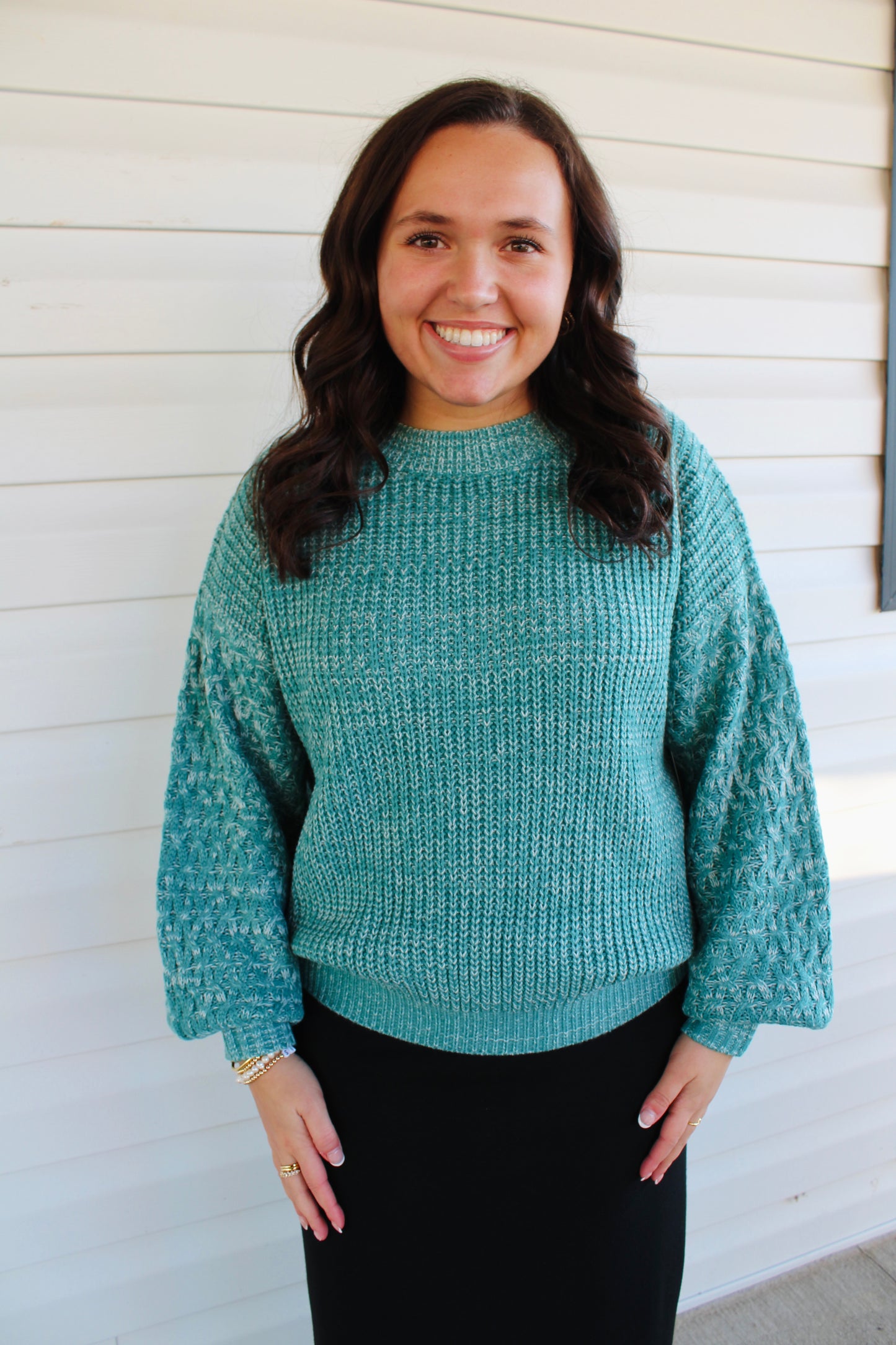 Sea Green Cable Knit Sweater