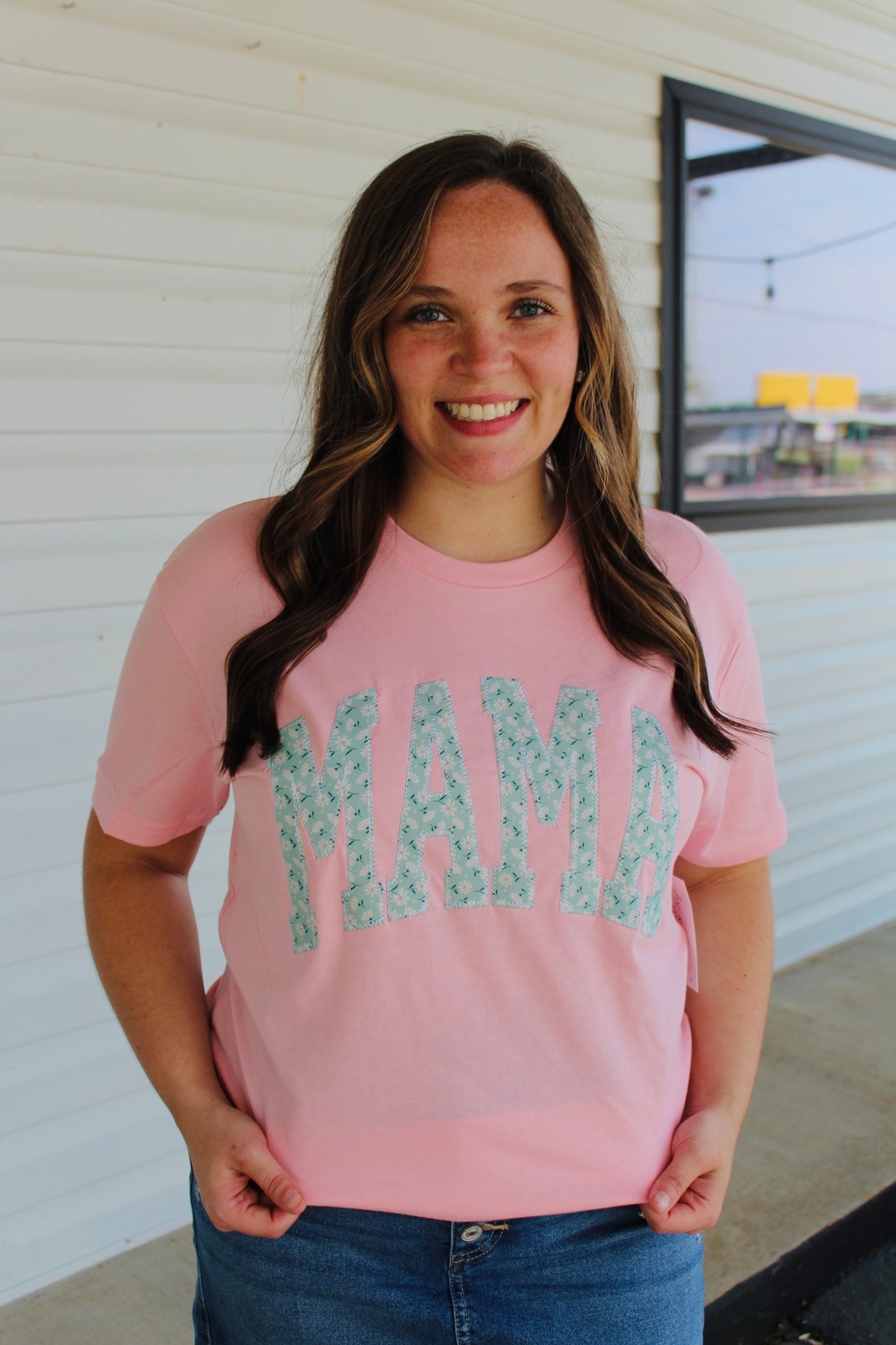Mama Embroidered Spring Floral Graphic Tee