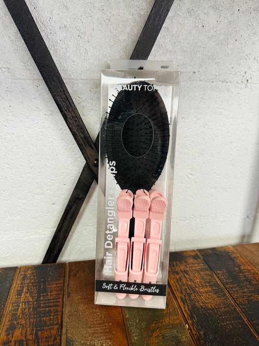 Black Wet Brush & Clip Set