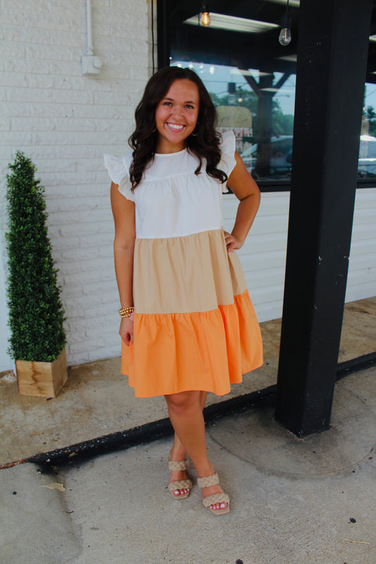 The Opal Colorblock Tiered Dress