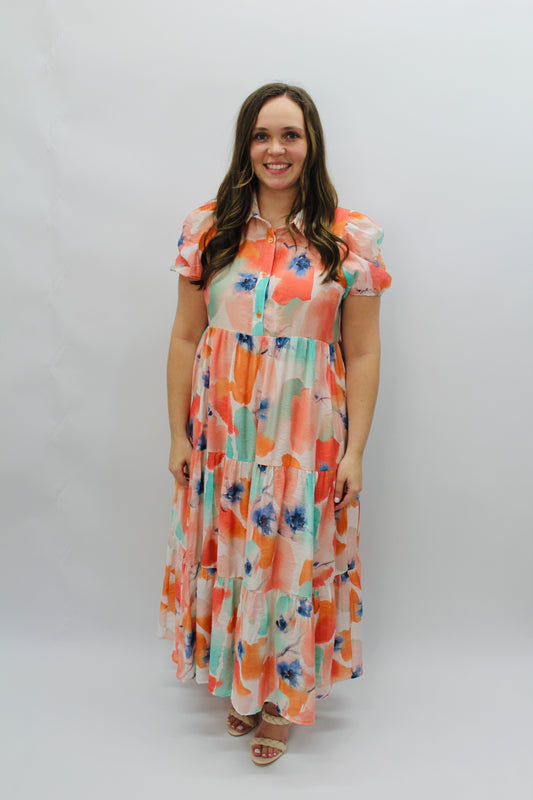 The Rachael Floral Tiered Midi Dress