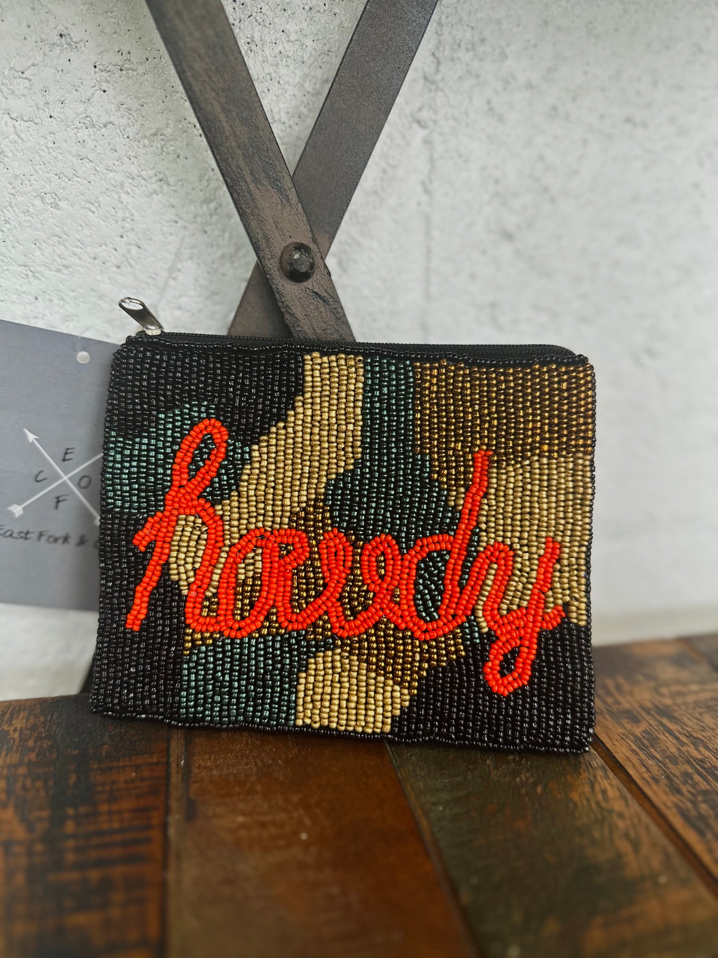Howdy Camouflage Beaded Zip Pouch