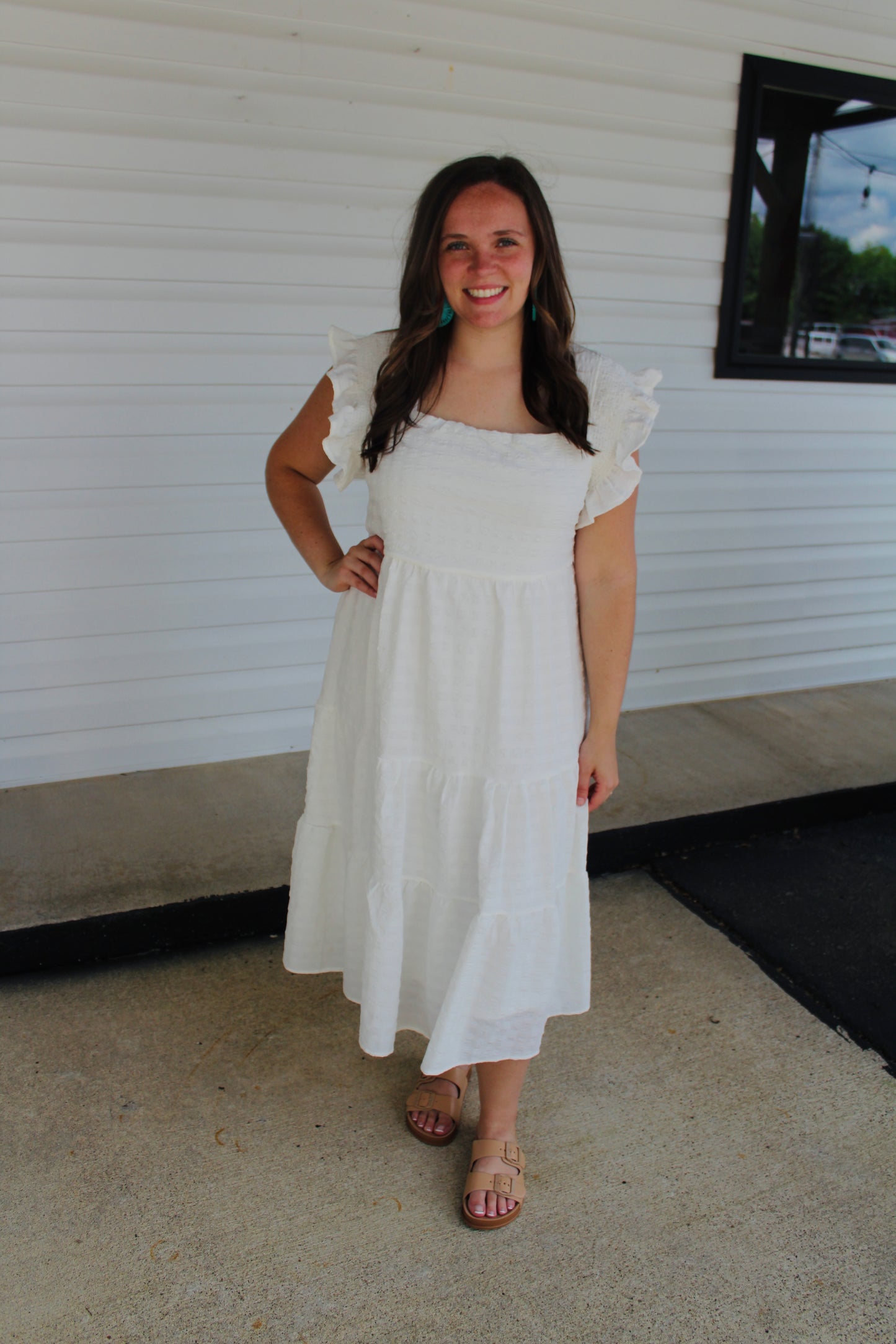 The Blaire White Midi Dress