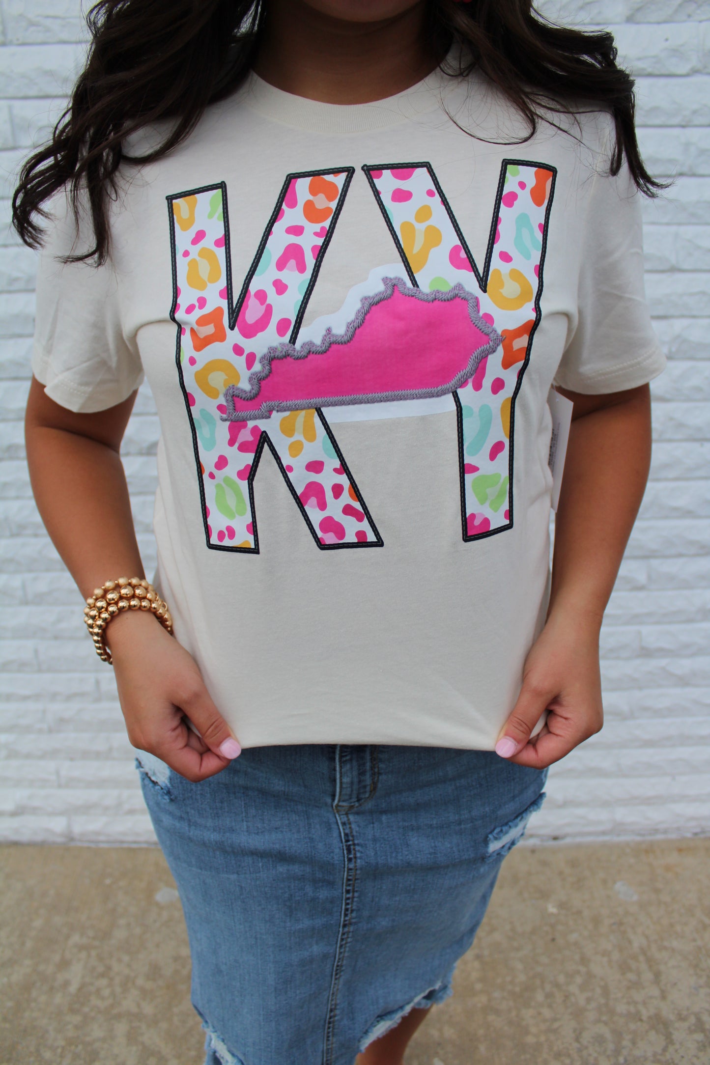 Ivory Leopard Print KY Graphic Tee