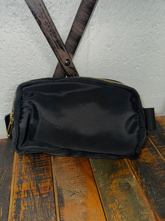 Black Belt Bag - Gold Zipper