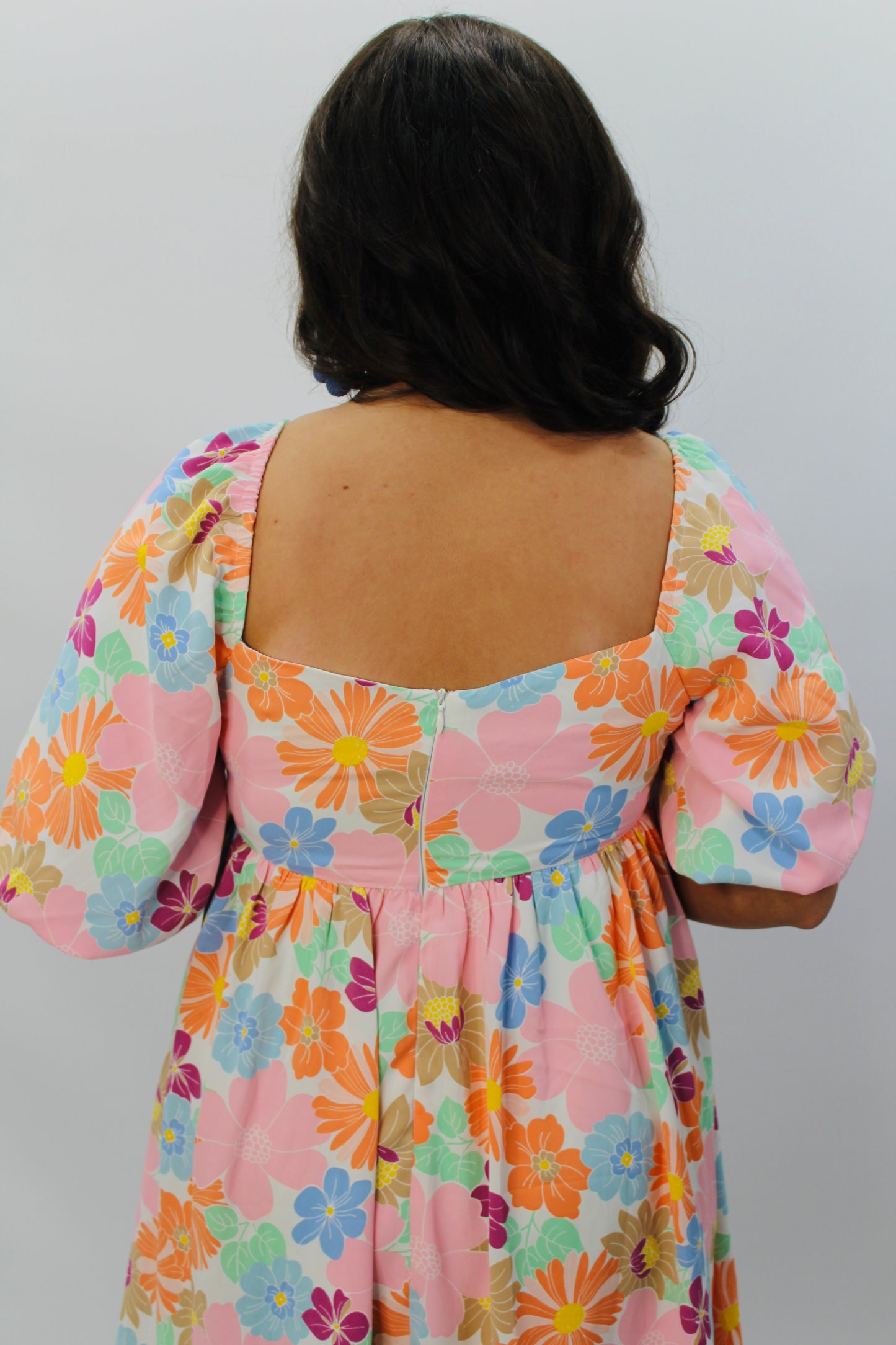 The Ava Floral Square Neck Puff Sleeve Dress