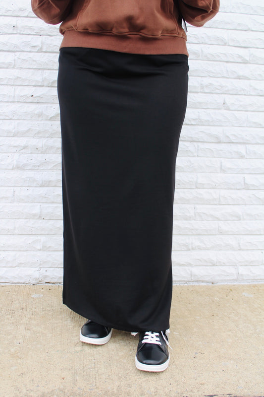Jordan Black Knit Maxi Skirt