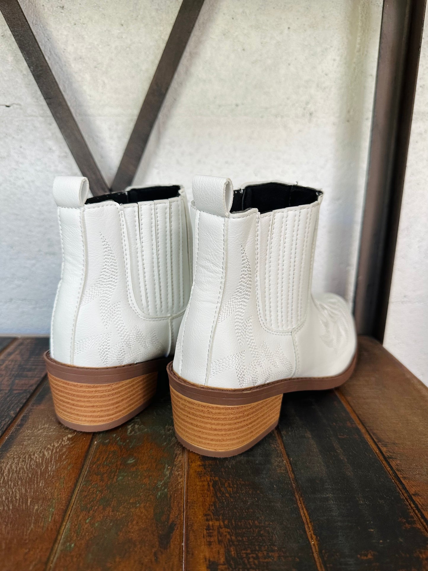 The Montana White Western Bootie