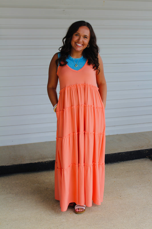 The Everyday Essential Coral Cami Maxi Dress