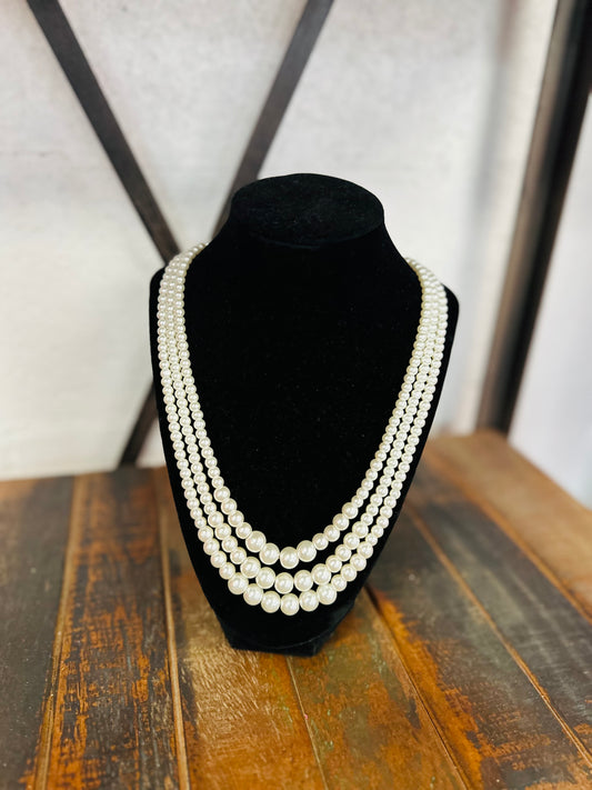 Classic Multi Strand Pearl Necklace