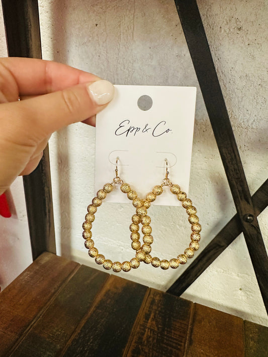 Gold Brushed Bead Hoops