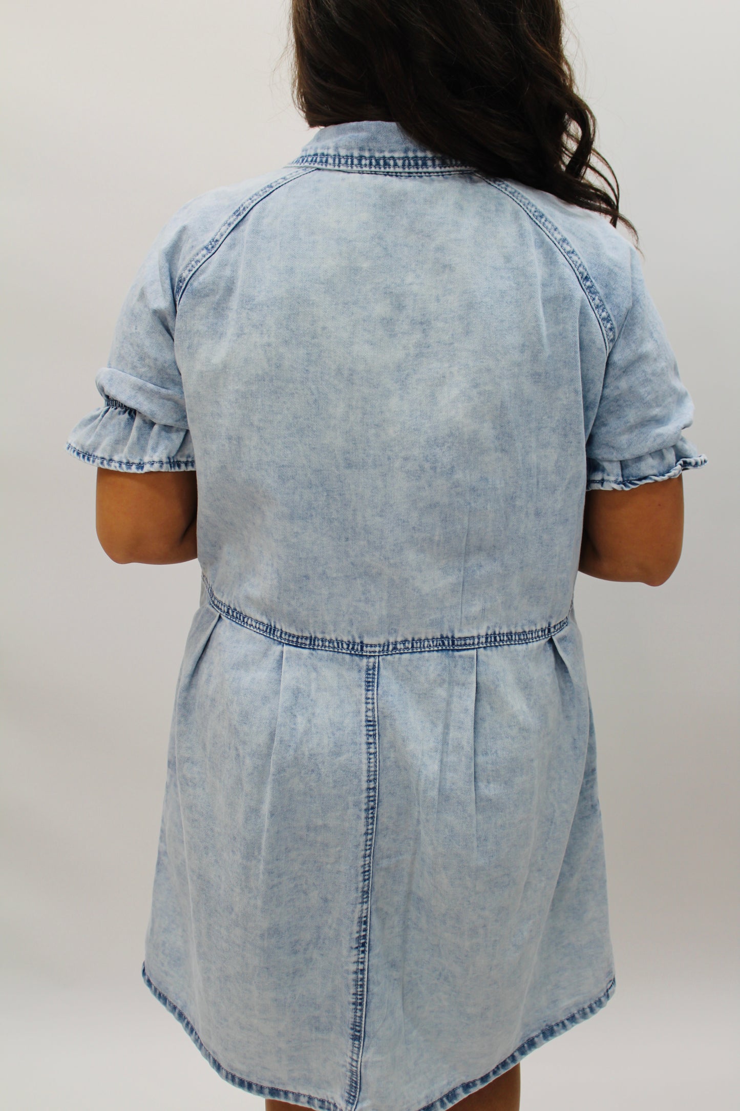 The Beau Blue Mineral Wash Buttoned Denim Dress