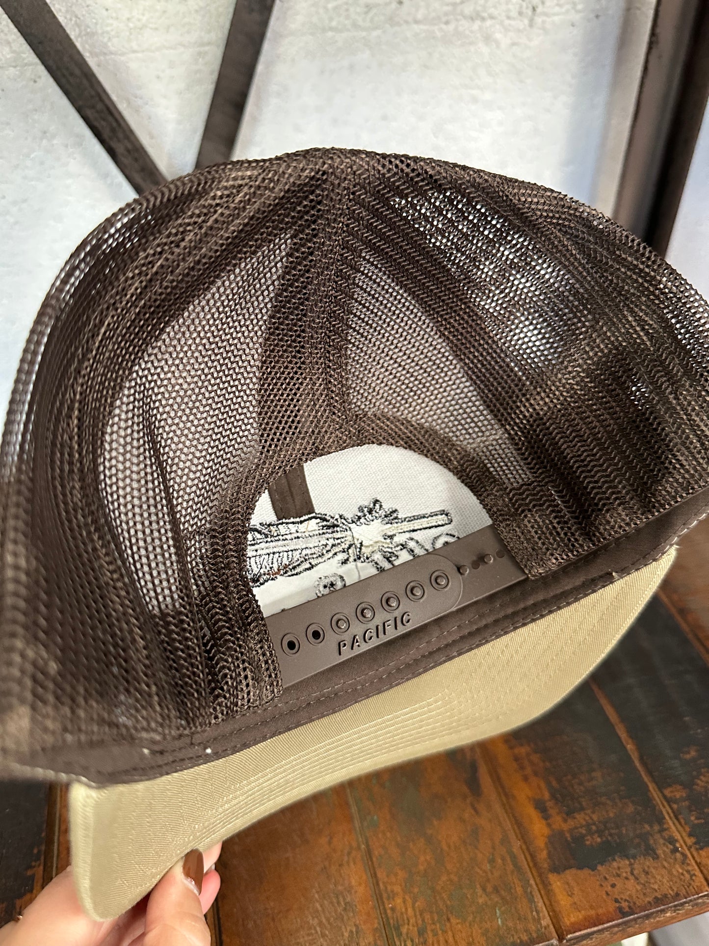 Turkey Feather Trucker Hat (Khaki/Brown)