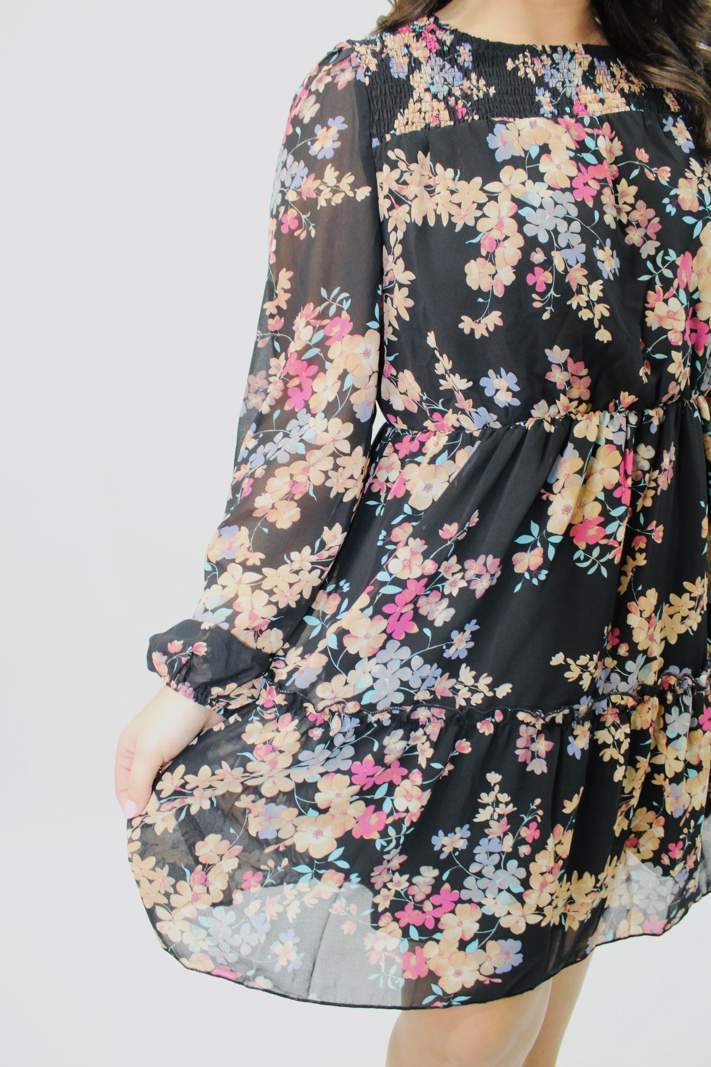 The Caroline Black Floral Print Dress