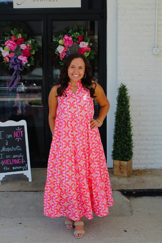 The Isabelle Pink Floral Print Maxi Dress