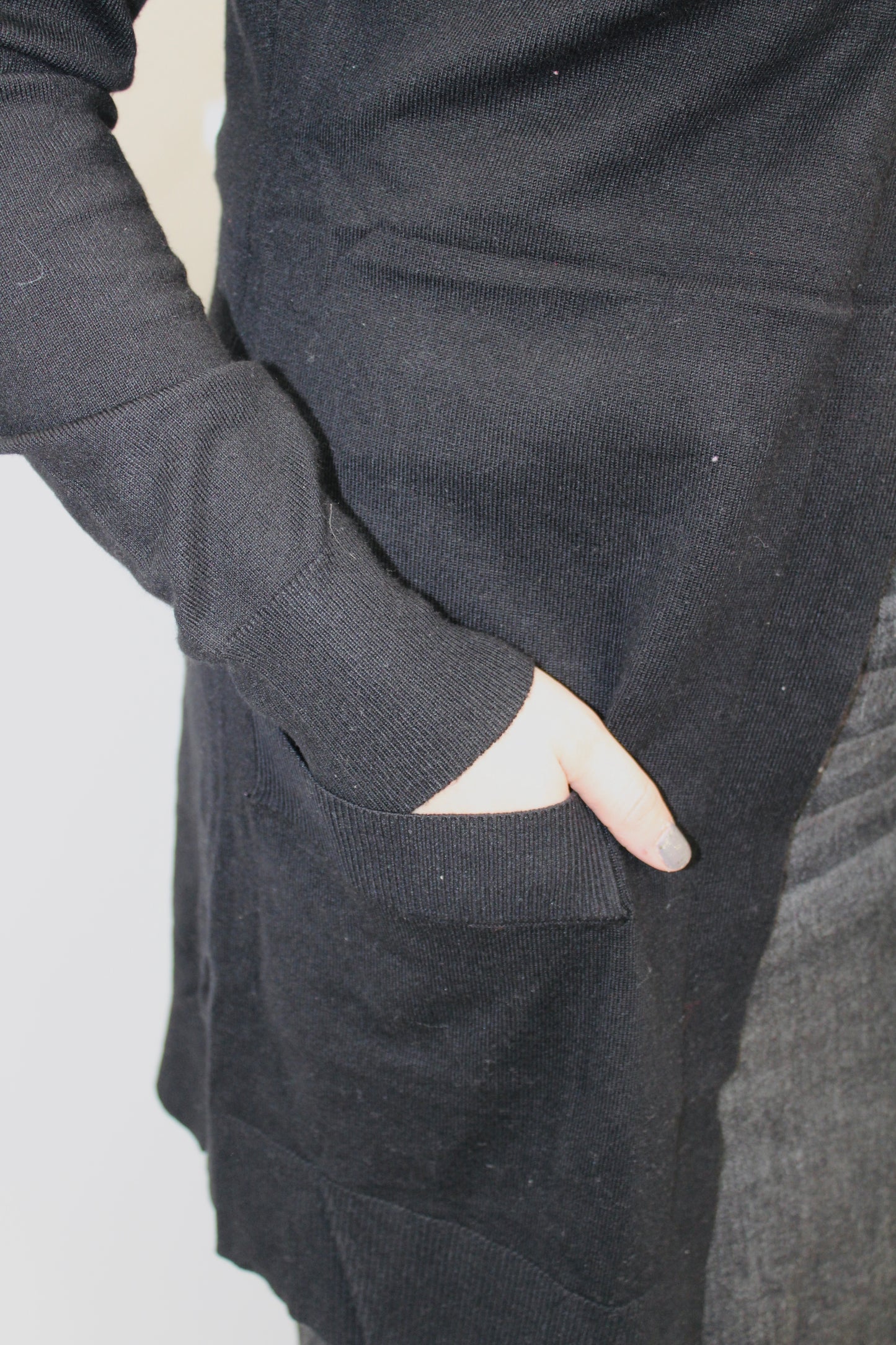 Black Open Front Pocket Cardigan