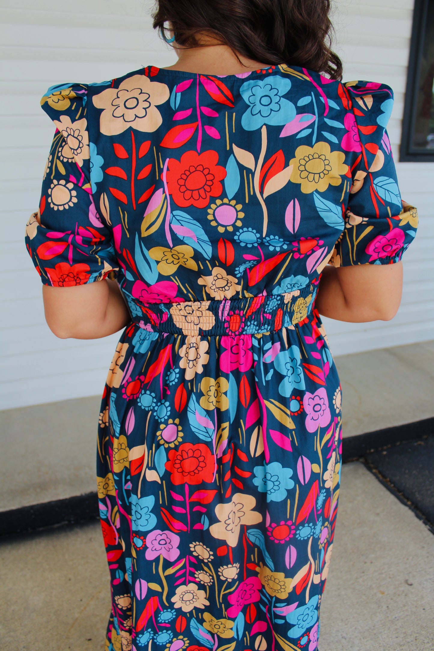 The Parker Blue Retro Floral Print Maxi Dress