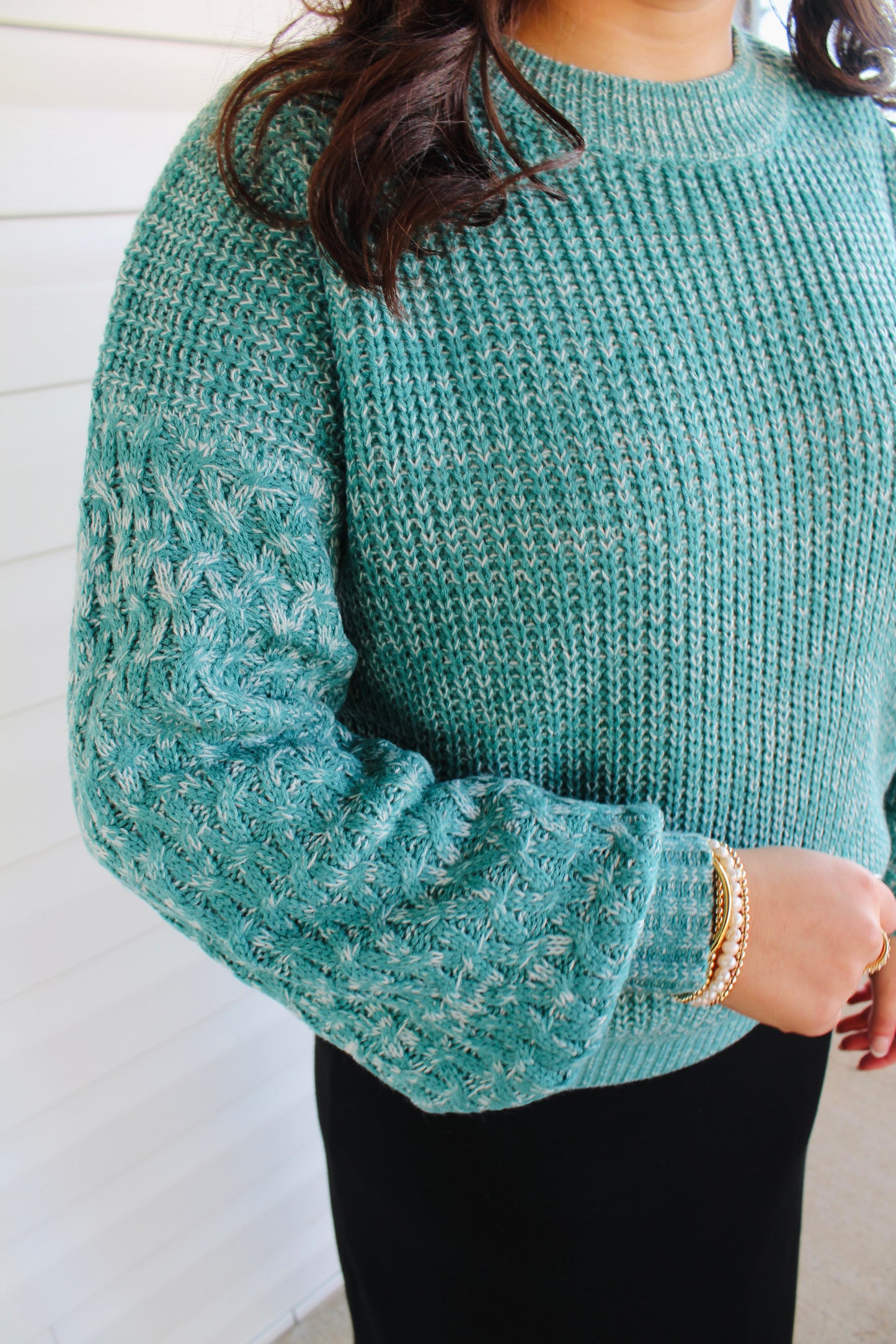 Sea Green Cable Knit Sweater