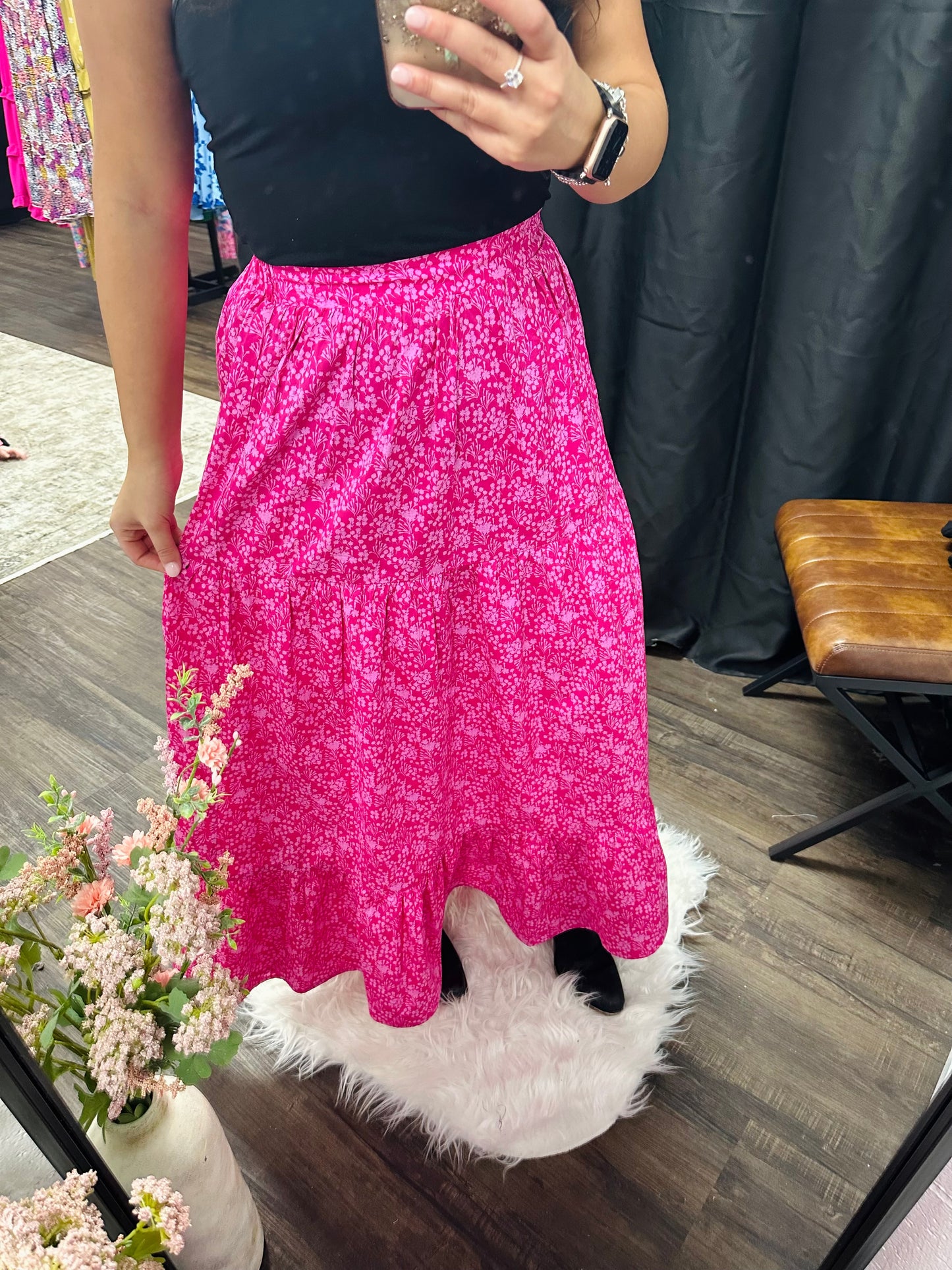 The Charlotte Pink Floral Maxi Skirt