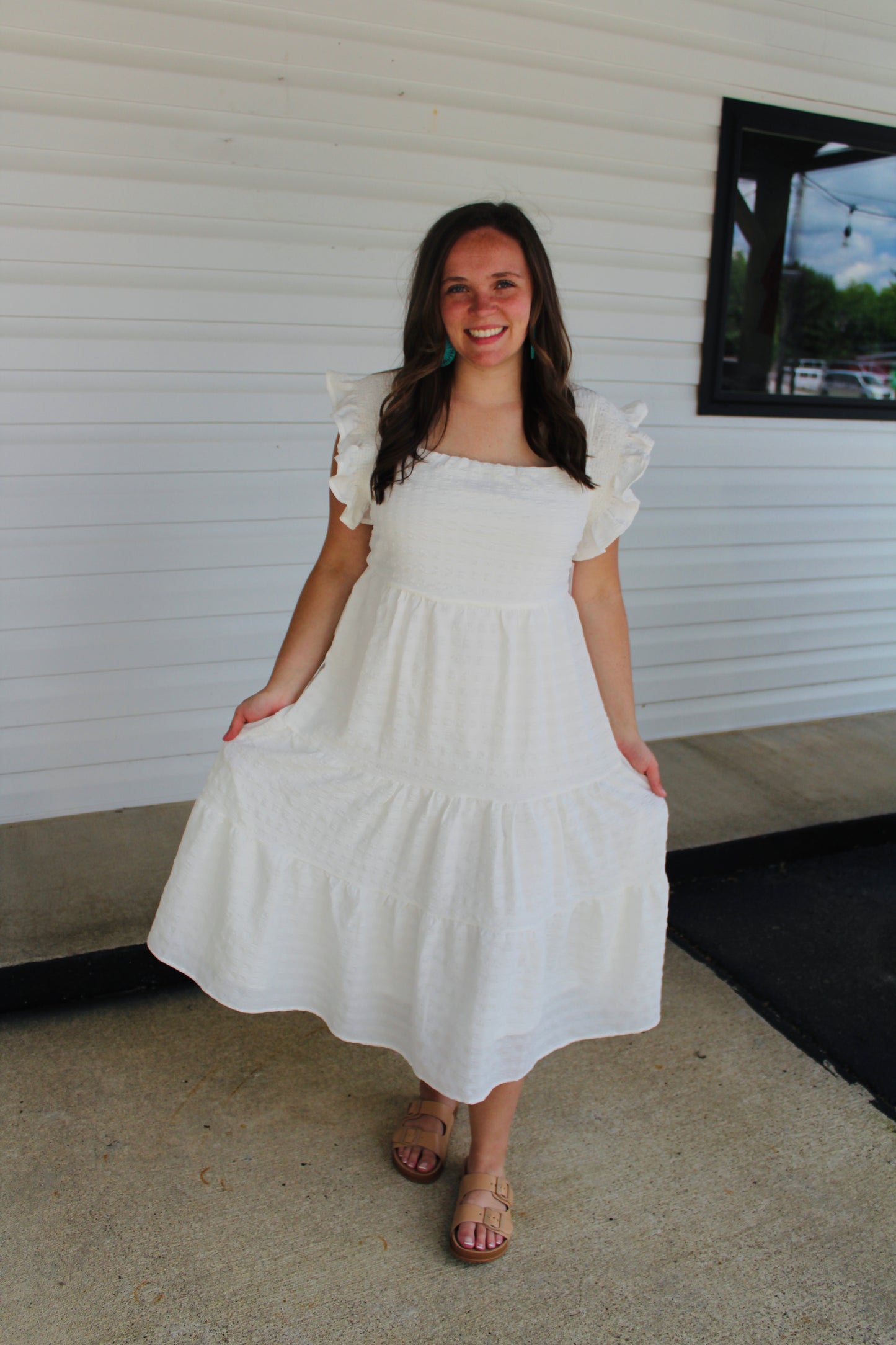 The Blaire White Midi Dress