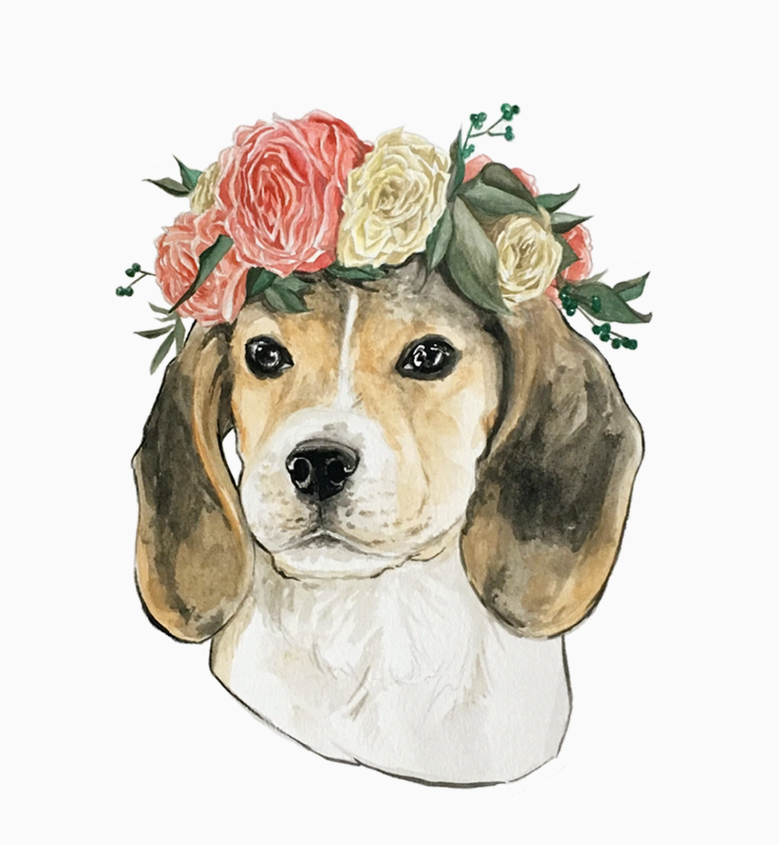 Flower Crown Beagle Sticker