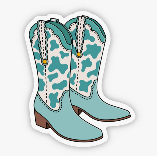 Teal Cowboy Boot Sticker
