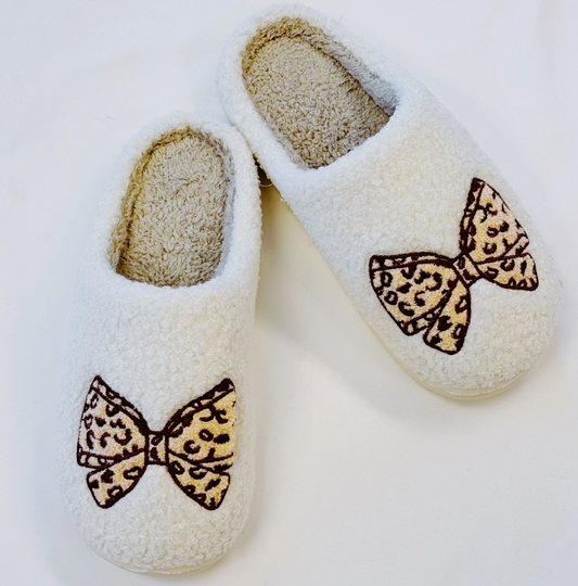 Leopard Bow Slippers