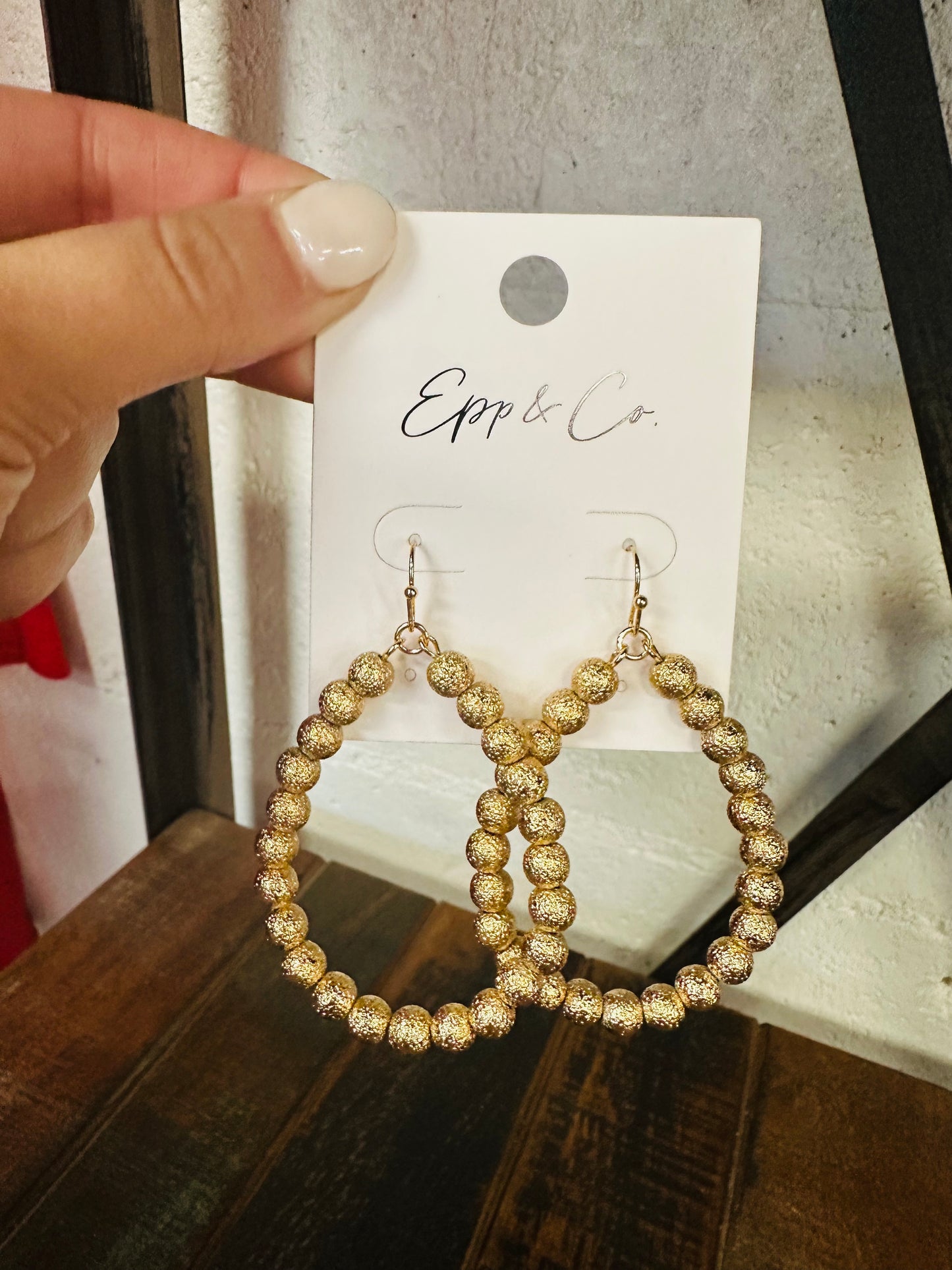 Gold Brushed Bead Hoops