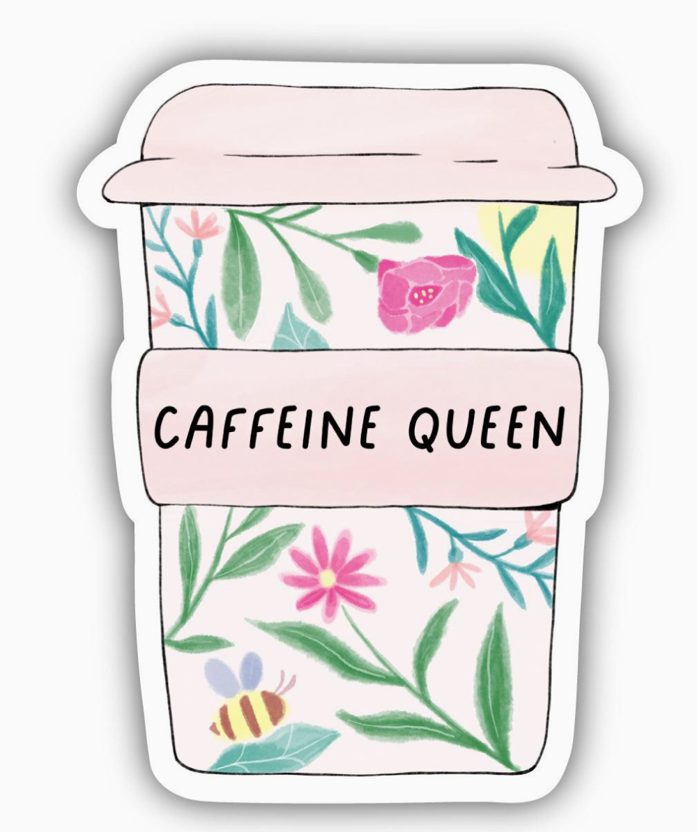 Caffeine Queen Floral Mug Sticker