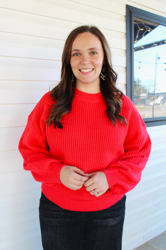 Red Cable Knit Sweater