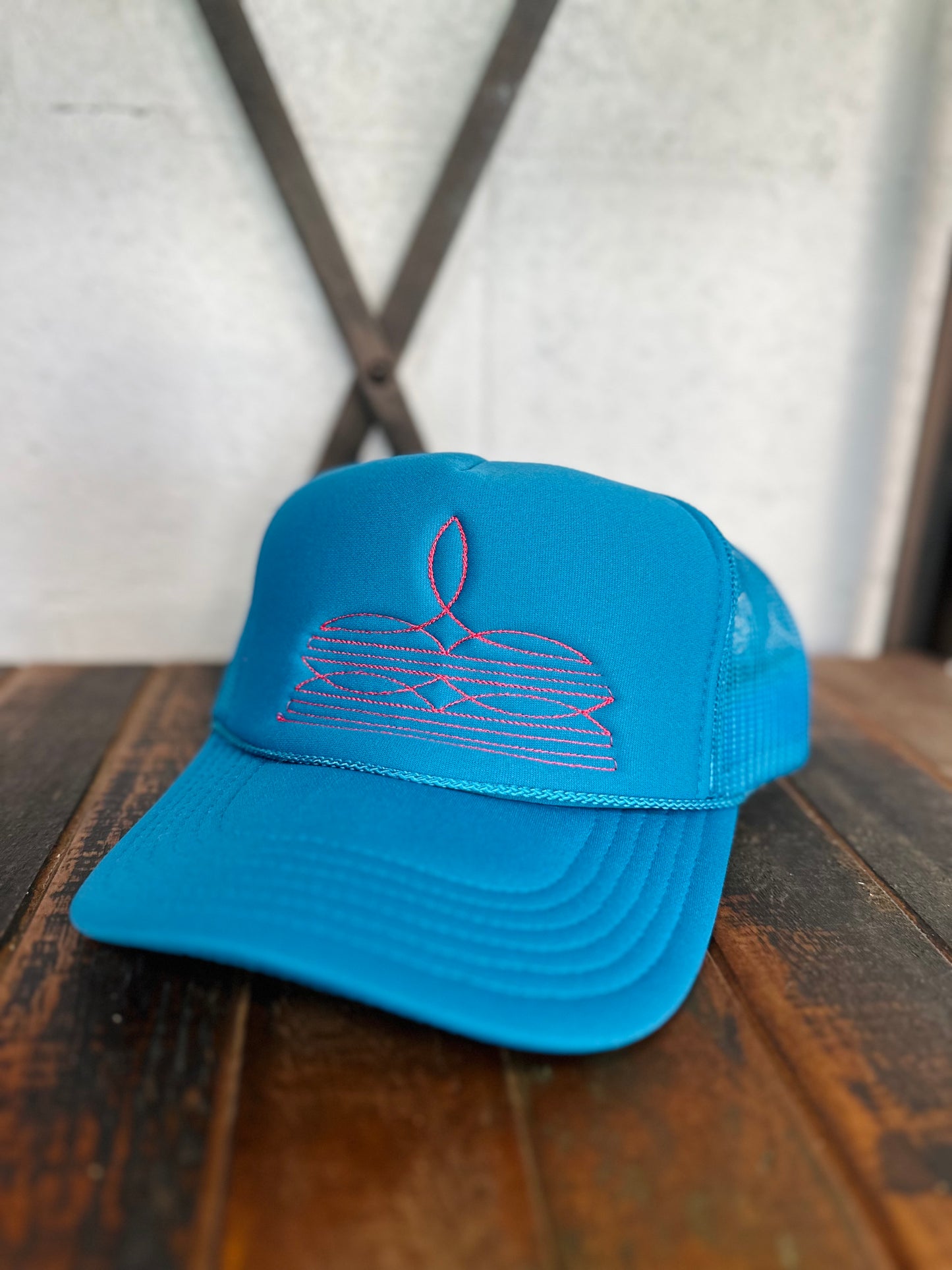 Boot Stitch Embroidered Trucker Hat