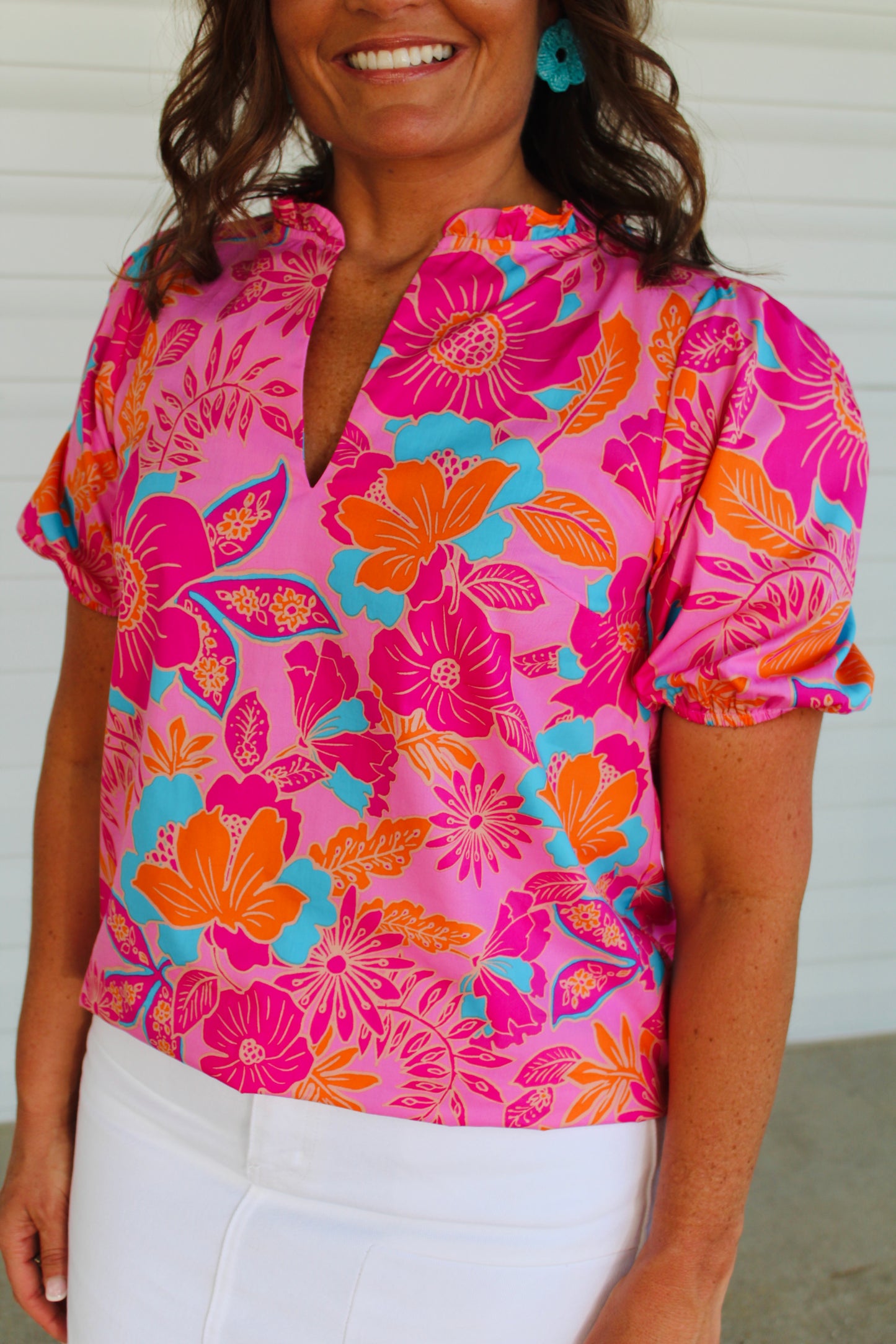 The Wren Pink Floral Print Top