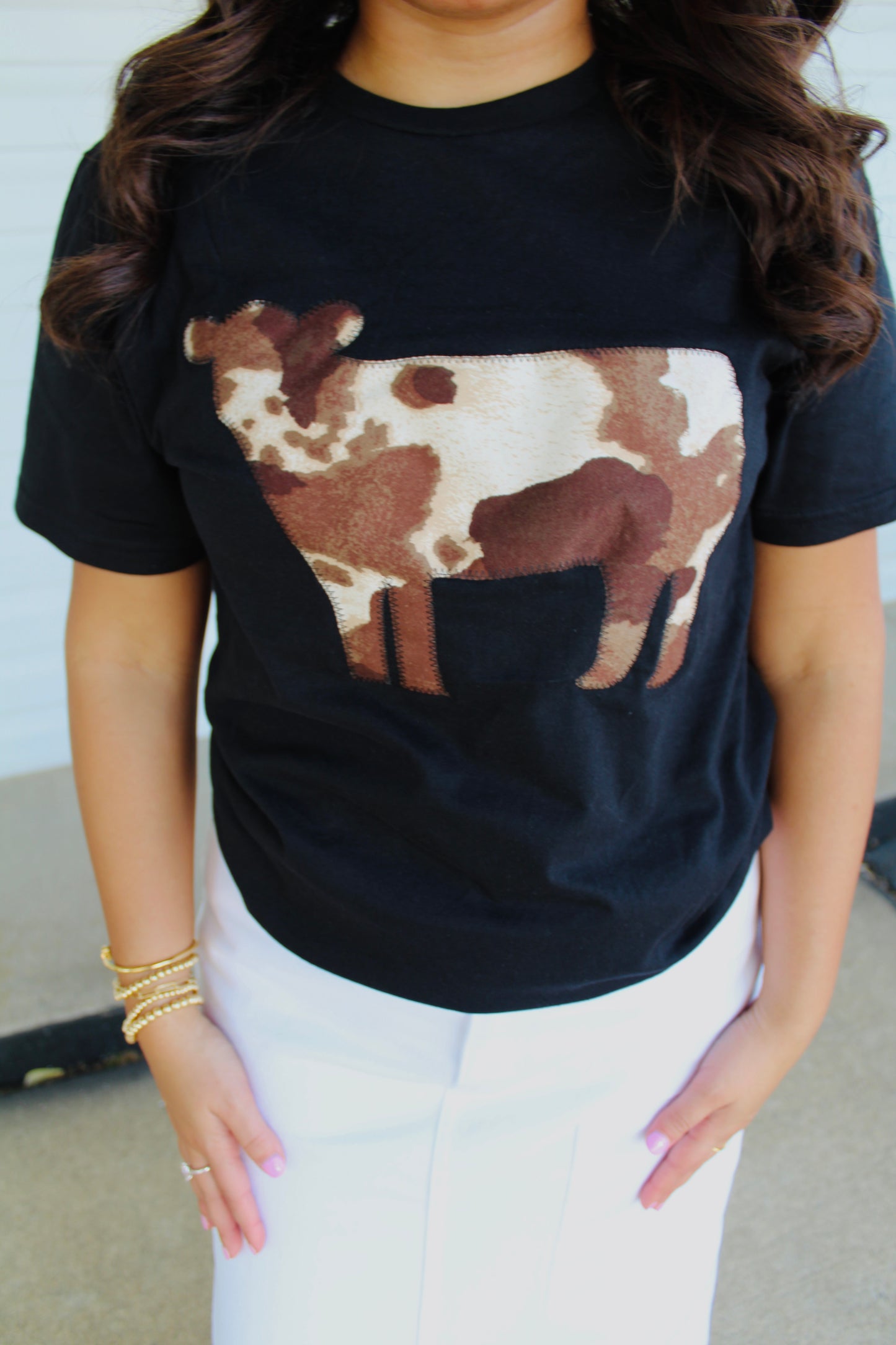 Black Cow Embroidered Graphic Tee