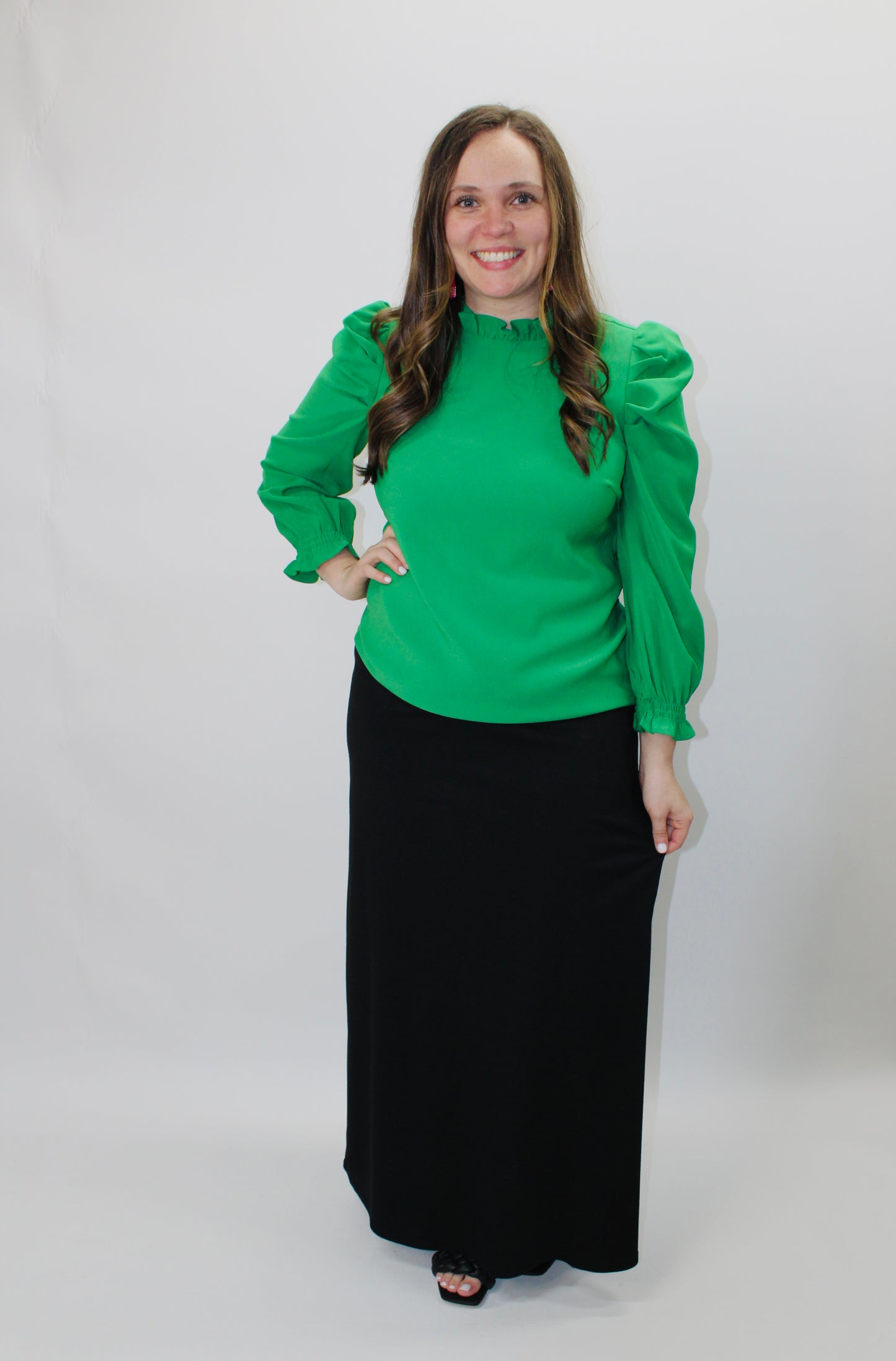 The Kelly Green Puff Sleeve Top