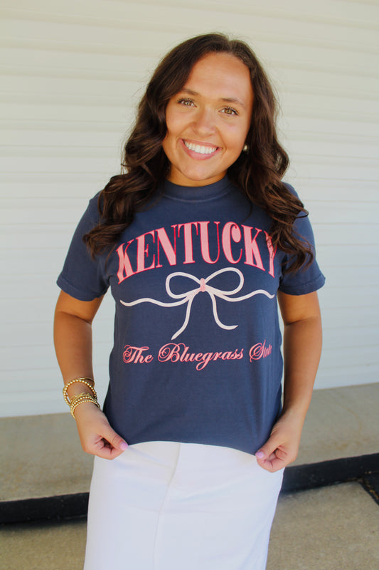 Navy Kentucky Coquette Bow Graphic Tee
