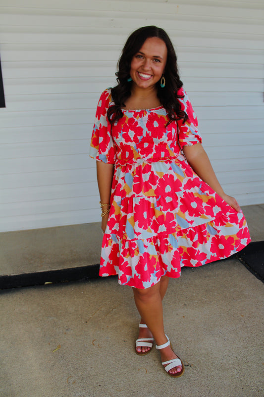 The Poppy Floral Print Tiered Dress
